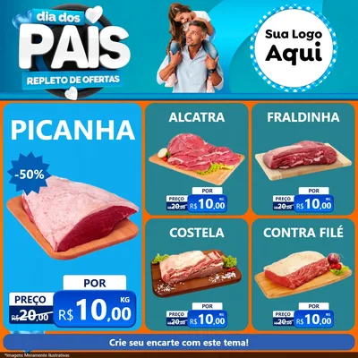 Modelo de Rede Social para Feed Facebook com o tema Dia Dos Pais Repleto de Ofertas para Açougue