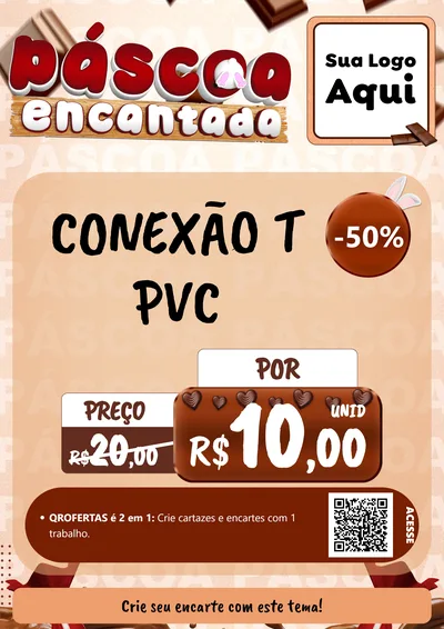 Modelo de Cartaz para Cartaz A4 Vertical com o tema Páscoa Encantada para Tubos e conexões