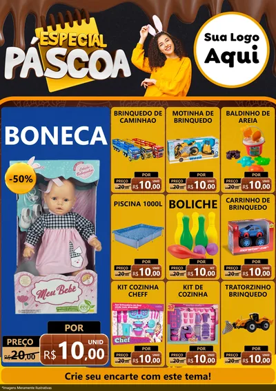 Modelo de Encarte para Encarte A4 Vertical com o tema Especial Páscoa para Brinquedos