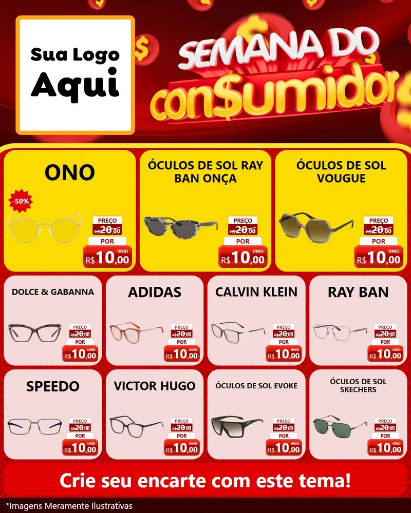 Modelo de Rede Social para Feed Instagram com o tema Semana do Consumidor para Óticas