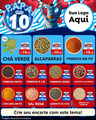 Modelo de Rede Social para Feed Instagram com o tema Papai Nota 10 para Produtos Naturais