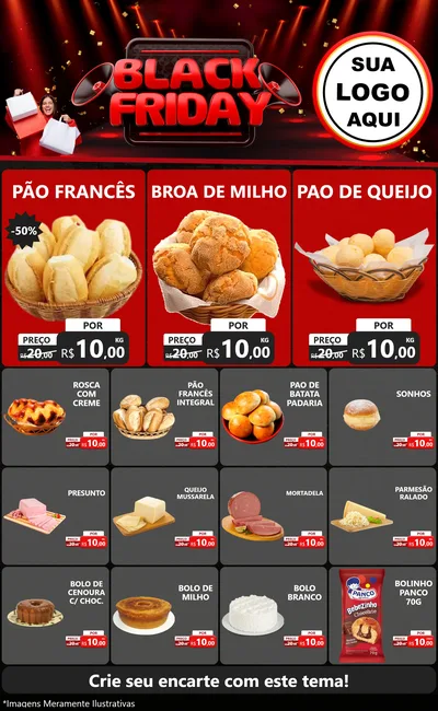 Modelo de Encarte para Encarte Grande com o tema Black Friday para Padaria