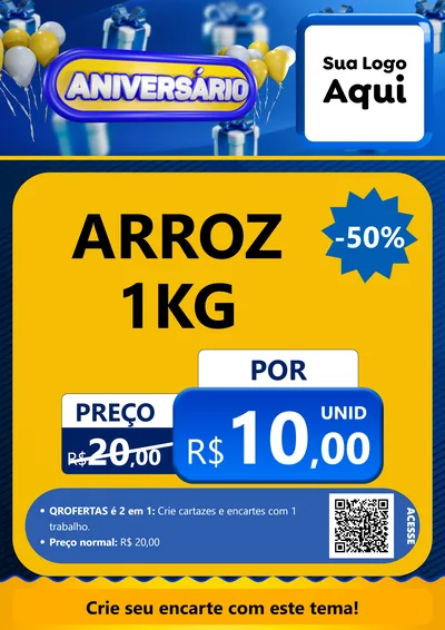 Modelo de Cartaz para Cartaz A4 Vertical com o tema Aniversário para Supermercado