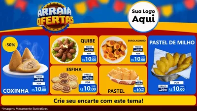Modelo de TV para TV Horizontal com o tema Arraiá de Ofertas - Junina para Salgadaria