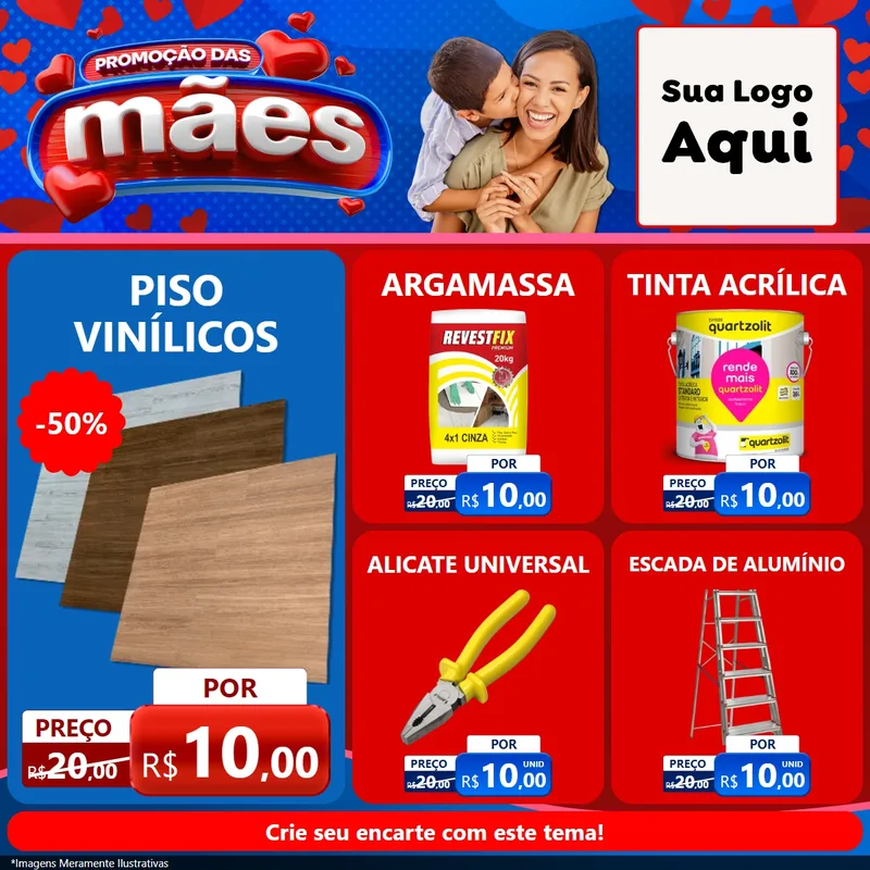 Modelo de Rede Social para Feed Facebook com o tema Promoção das Mães para Material para Construção