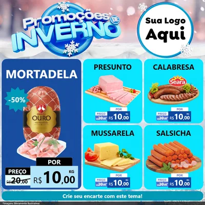 Modelo de Rede Social para Feed Facebook com o tema Promoções de Inverno para Frios e Laticínios