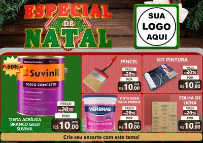 Modelo de Encarte para Encarte A4 Horizontal com o tema Especial de Natal para Tintas e Ferramentas