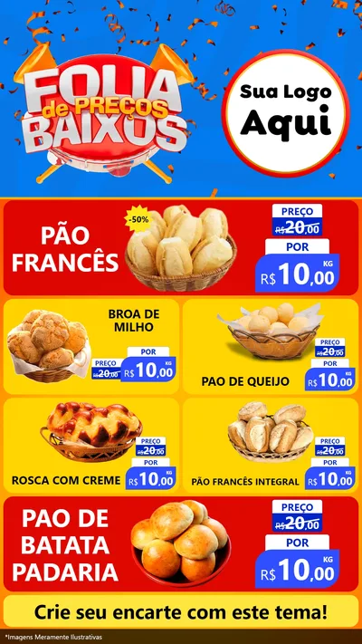 Modelo de TV para TV Vertical com o tema Folia de Preços Baixos para Padaria