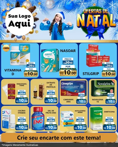 Modelo de Rede Social para Feed Instagram com o tema Ofertas de Natal para Farmácia