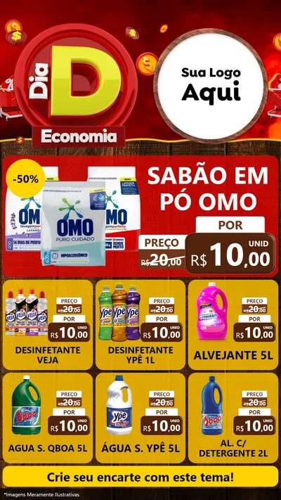 Modelo de Rede Social para Stories com o tema Dia D Economia para Produtos de Limpeza