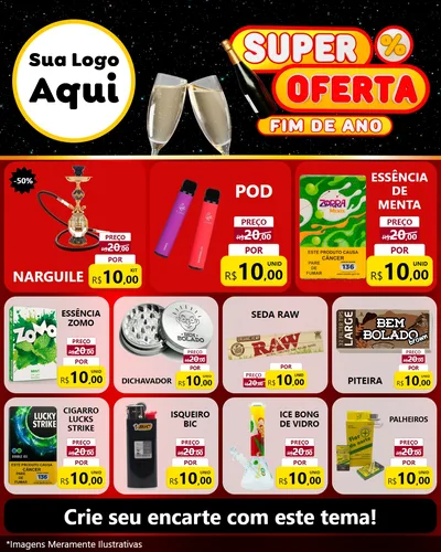 Modelo de Rede Social para Feed Instagram com o tema Super Oferta Fim de Ano para Tabacaria