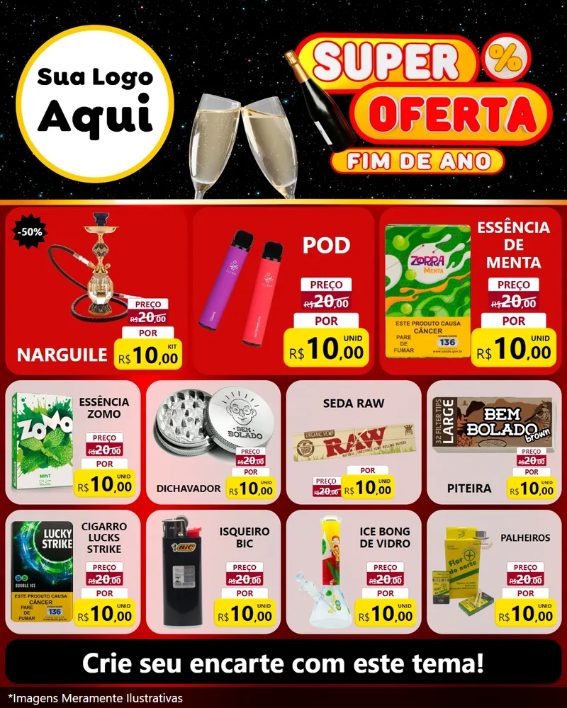 Modelo de Rede Social para Feed Instagram com o tema Super Oferta Fim de Ano para Tabacaria