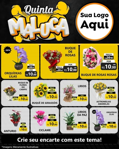 Modelo de Rede Social para Feed Instagram com o tema Quinta Maluca para Floricultura e jardim