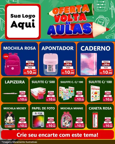 Modelo de Rede Social para Feed Instagram com o tema Oferta Volta Às Aulas para Papelaria