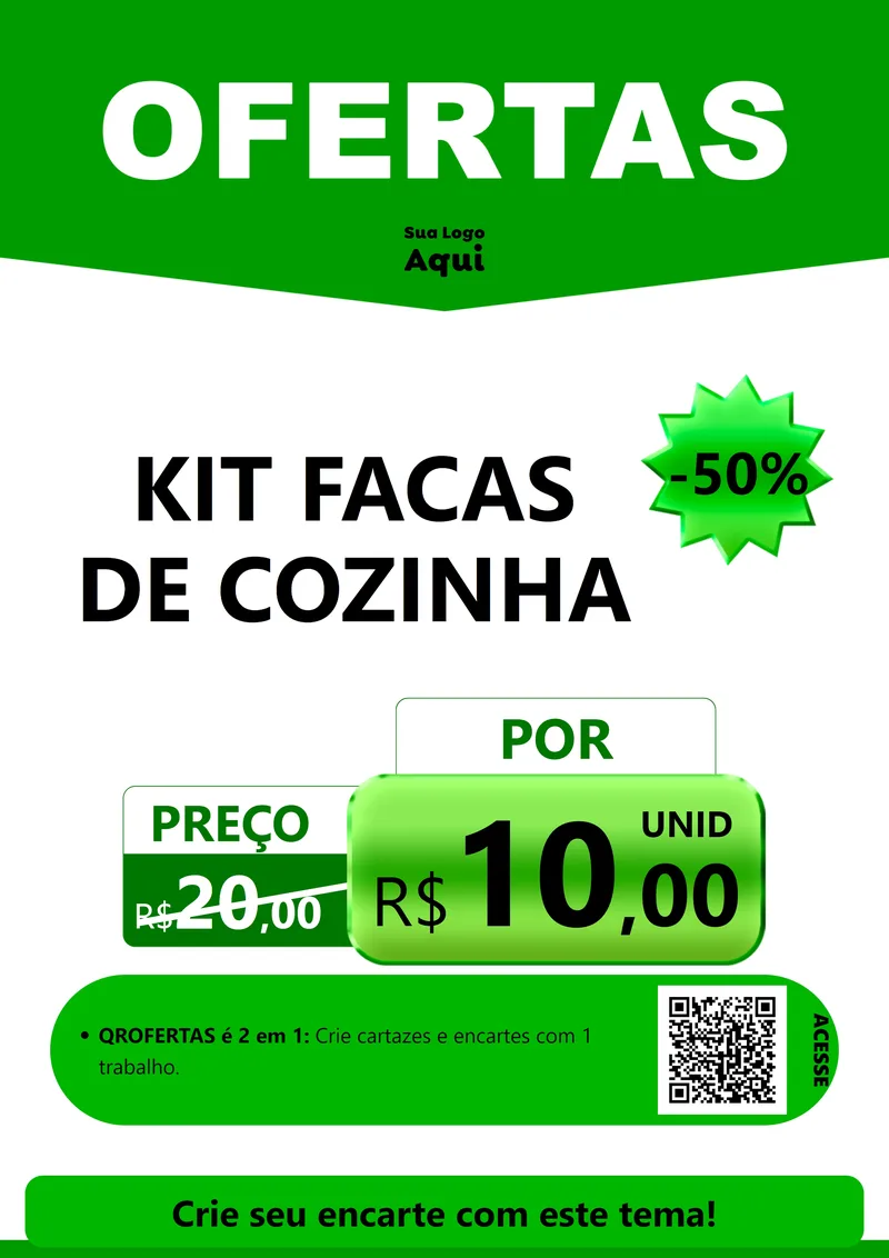 Modelo de Cartaz para Cartaz A4 Vertical com o tema Ofertas Verde Cartaz para Utilidades Domésticas