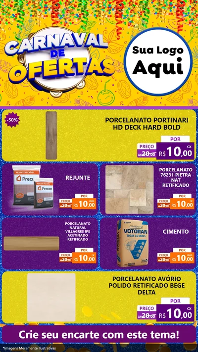 Modelo de TV para TV Vertical com o tema Carnaval de Ofertas para Pisos e revestimentos