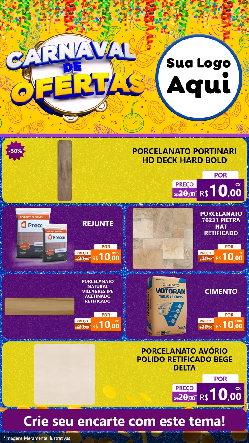 Modelo de TV para TV Vertical com o tema Carnaval de Ofertas para Pisos e revestimentos