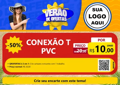 Modelo de Cartaz para Cartaz A4 Horizontal com o tema Verão de Ofertas para Tubos e conexões