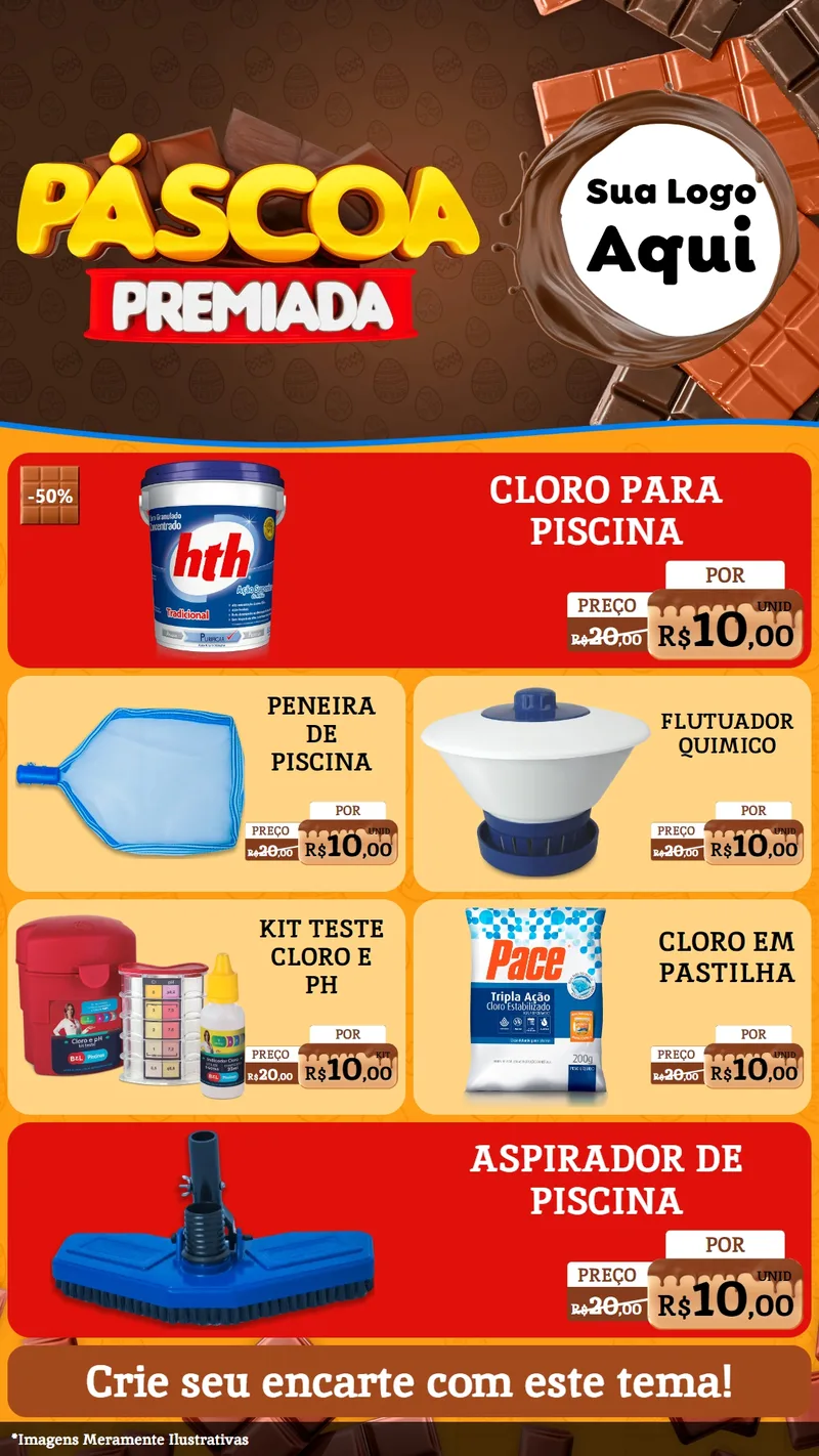 Modelo de TV para TV Vertical com o tema Páscoa Premiada para Produtos para Piscina