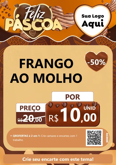 Modelo de Cartaz para Cartaz A4 Vertical com o tema Feliz Páscoa para Restaurante