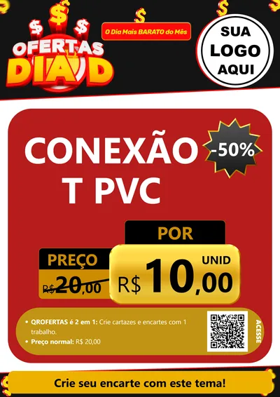 Modelo de Cartaz para Cartaz A4 Vertical com o tema Ofertas Dia D para Tubos e conexões