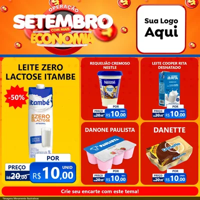 Modelo de Rede Social para Feed Facebook com o tema Operação Setembro Com Muita Economia para Frios e Laticínios