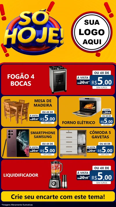 Modelo de TV para TV Vertical com o tema Só Hoje! para Móveis e Eletro