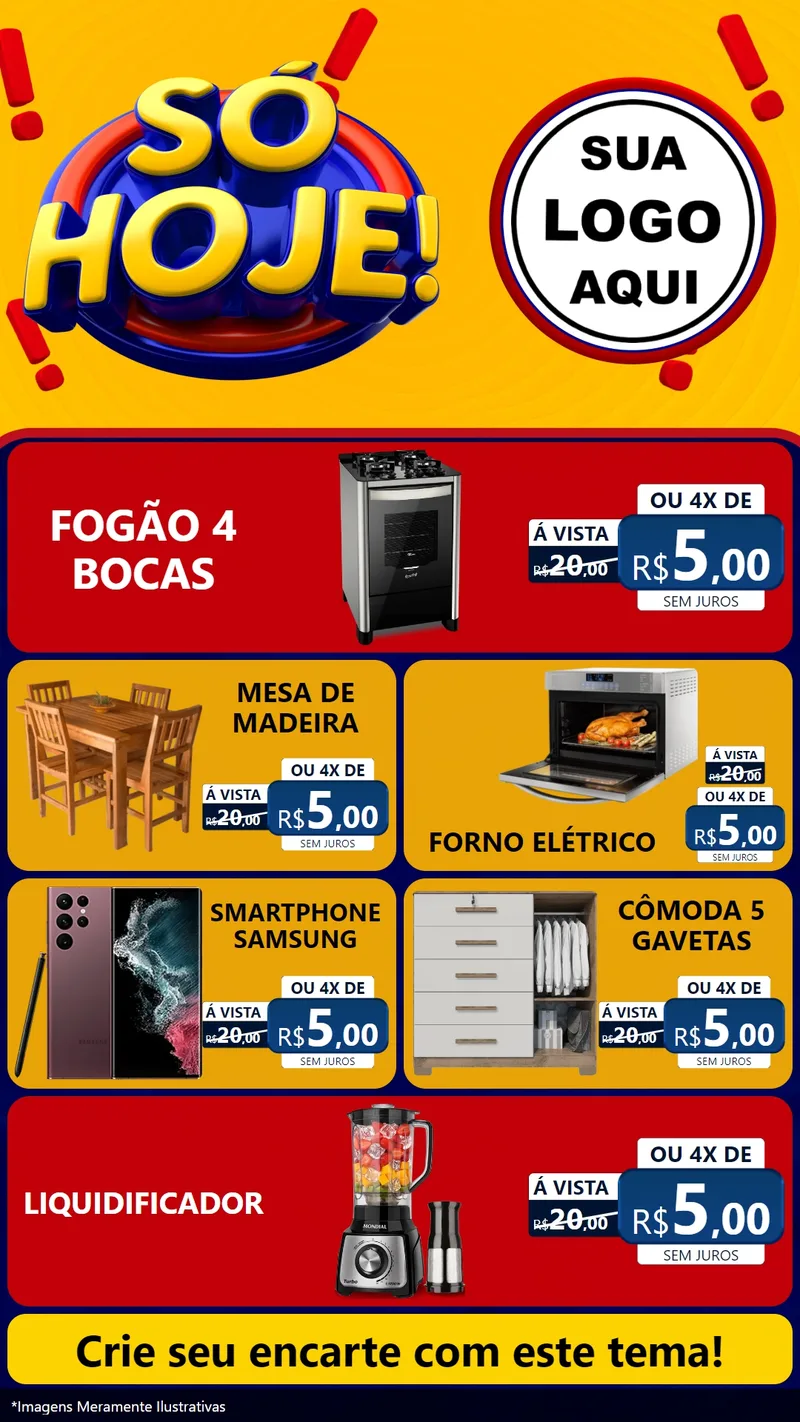 Modelo de TV para TV Vertical com o tema Só Hoje! para Móveis e Eletro