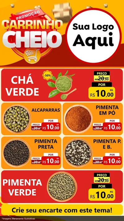 Modelo de TV para TV Vertical com o tema Promoção carrinho cheio para Produtos Naturais