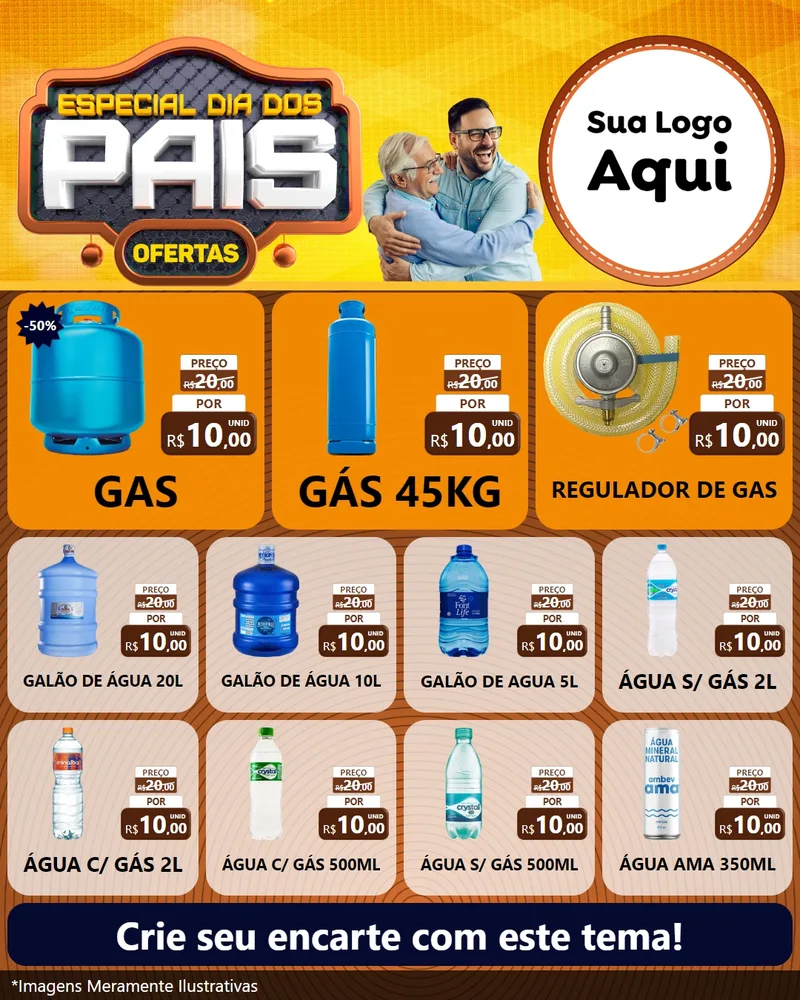 Modelo de Rede Social para Feed Instagram com o tema Especial Dia dos Pais para Água e gás