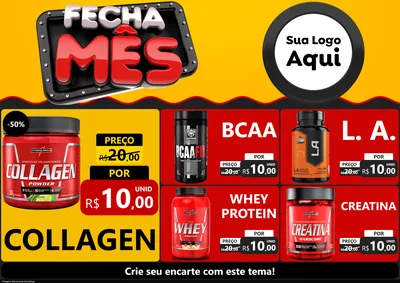 Modelo de Encarte para Encarte A4 Horizontal com o tema Fecha Mês para Suplementos alimentares