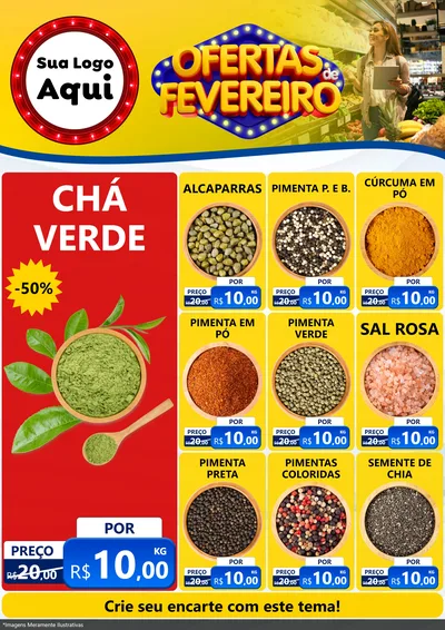 Modelo de Encarte para Encarte A4 Vertical com o tema Ofertas de Fevereiro para Produtos Naturais