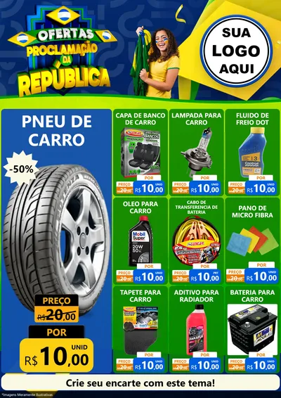 Modelo de Encarte para Encarte A4 Vertical com o tema Ofertas Proclamação da República para Auto peças