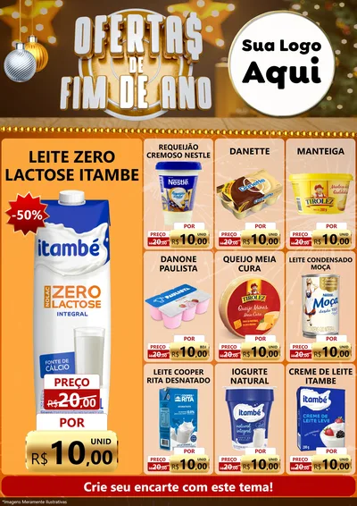 Modelo de Encarte para Encarte A4 Vertical com o tema Ofertas de Fim de Ano para Frios e Laticínios