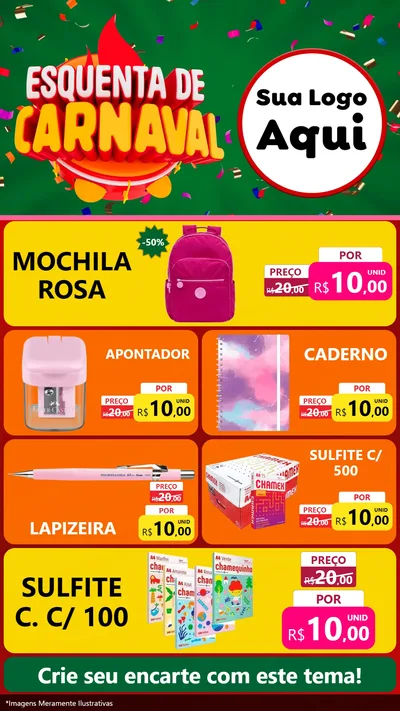 Modelo de TV para TV Vertical com o tema Esquenta de Carnaval para Papelaria