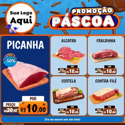 Modelo de Rede Social para Feed Facebook com o tema Promoção Páscoa para Açougue