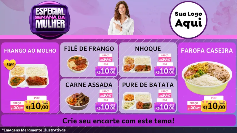 Modelo de TV para TV Horizontal com o tema Especial Semana da Mulher para Restaurante