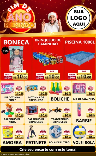 Modelo de Encarte para Encarte Grande com o tema Fim de Ano Premiado para Brinquedos