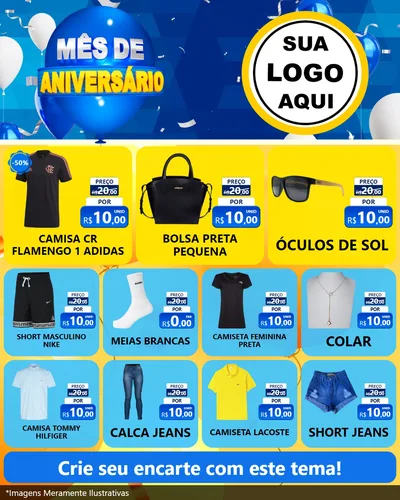 Modelo de Rede Social para Feed Instagram com o tema Mês de Aniversário para Roupas e acessórios