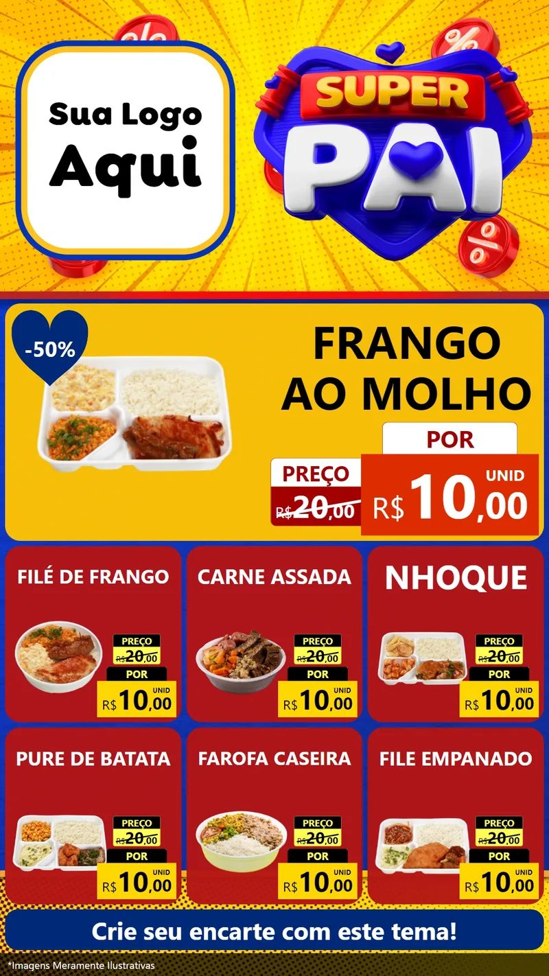 Modelo de Rede Social para Stories com o tema Super Pai para Restaurante