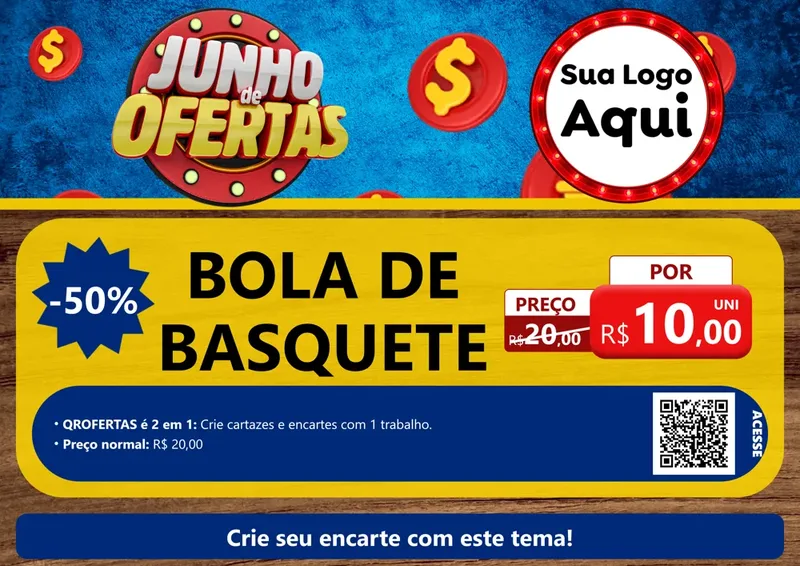 Modelo de Cartaz para Cartaz A4 Horizontal com o tema Junho de Ofertas para Artigos Esportivos