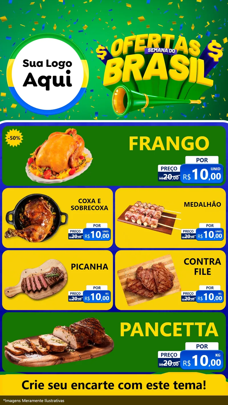 Modelo de TV para TV Vertical com o tema Ofertas Semana do Brasil para Assados