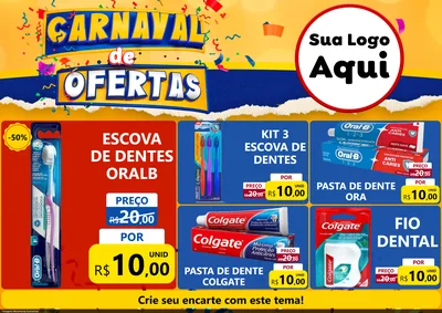 Modelo de Encarte para Encarte A4 Horizontal com o tema Carnaval de Ofertas para Higiene Pessoal
