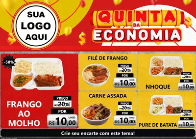 Modelo de Encarte para Encarte A4 Horizontal com o tema Quinta da Economia para Restaurante