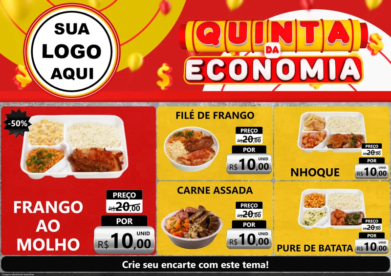 Modelo de Encarte para Encarte A4 Horizontal com o tema Quinta da Economia para Restaurante