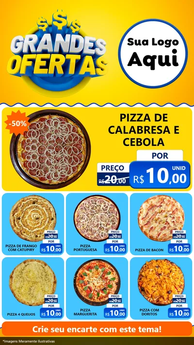 Modelo de Rede Social para Stories com o tema Grandes Ofertas para Pizzaria