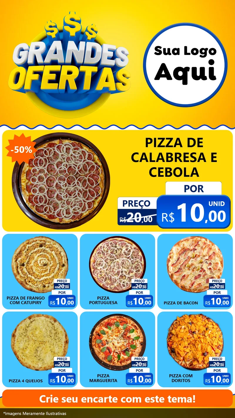 Modelo de Rede Social para Stories com o tema Grandes Ofertas para Pizzaria