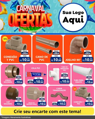 Modelo de Rede Social para Feed Instagram com o tema Carnaval de Ofertas para Tubos e conexões