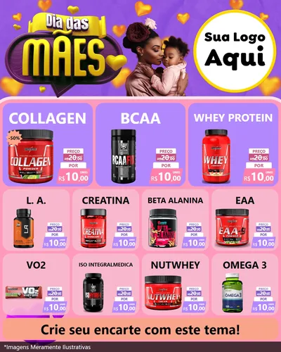 Modelo de Rede Social para Feed Instagram com o tema Dia das Mães para Suplementos alimentares