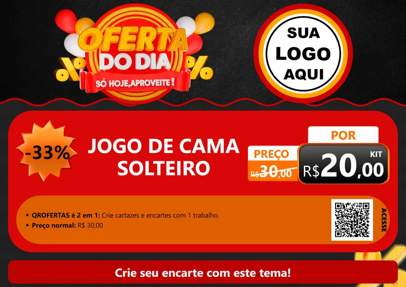 Modelo de Cartaz para Cartaz A4 Horizontal com o tema Oferta do Dia - Só hoje, Aproveite! para Cama, Mesa e Banho
